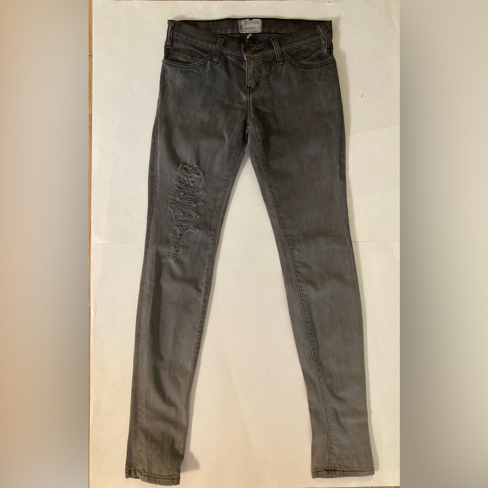 Current/Elliott The Skinny Jeans Distressed Bleach Out Night Destroy gray 0 25
